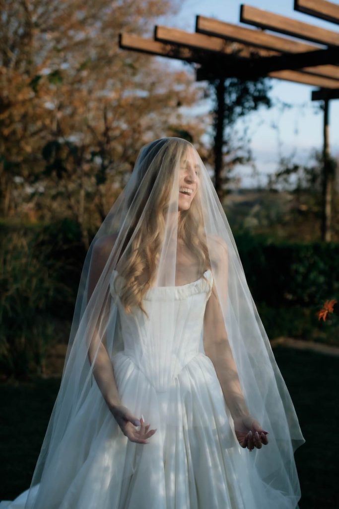 A bride wearing The Classics veil